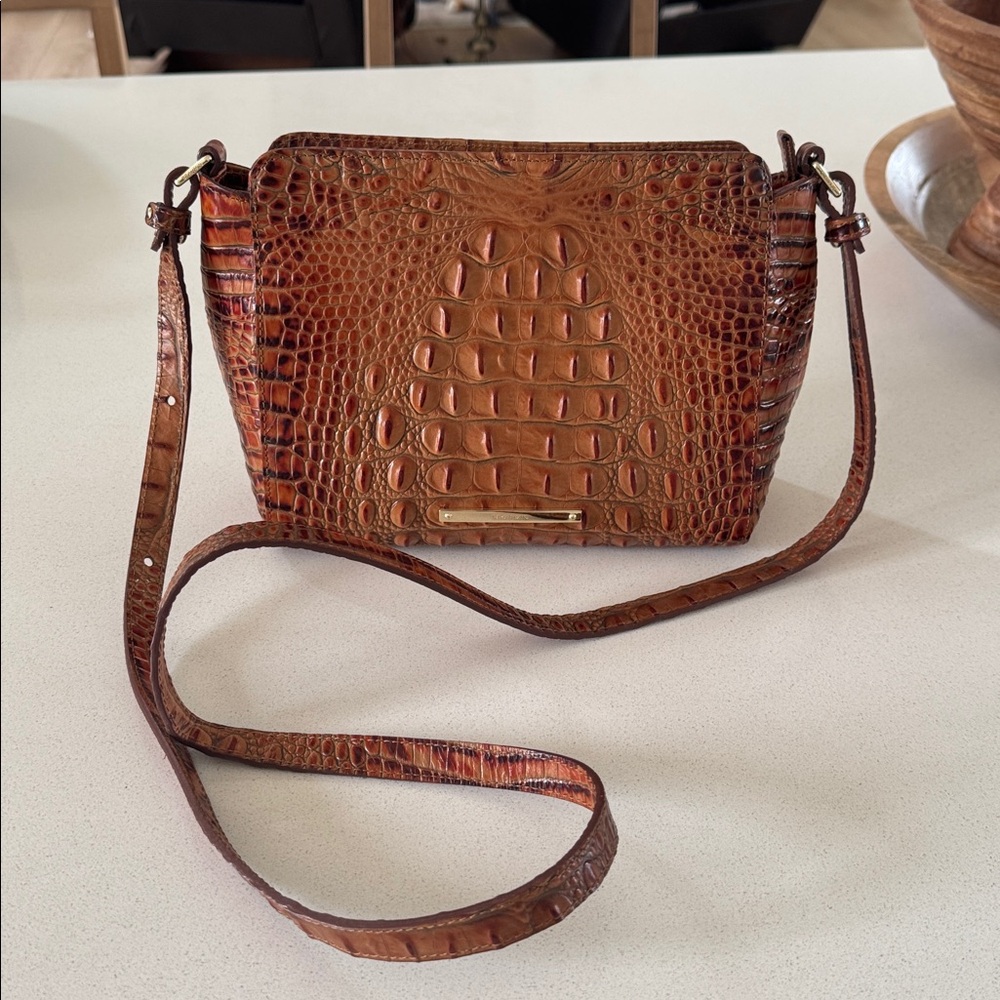 Brahmin Embossed Leather Crossbody Bag
